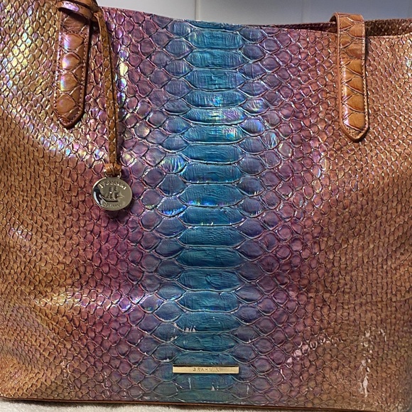 Brahmin Iridescent Blue and Pink Tote - Picture 3 of 13